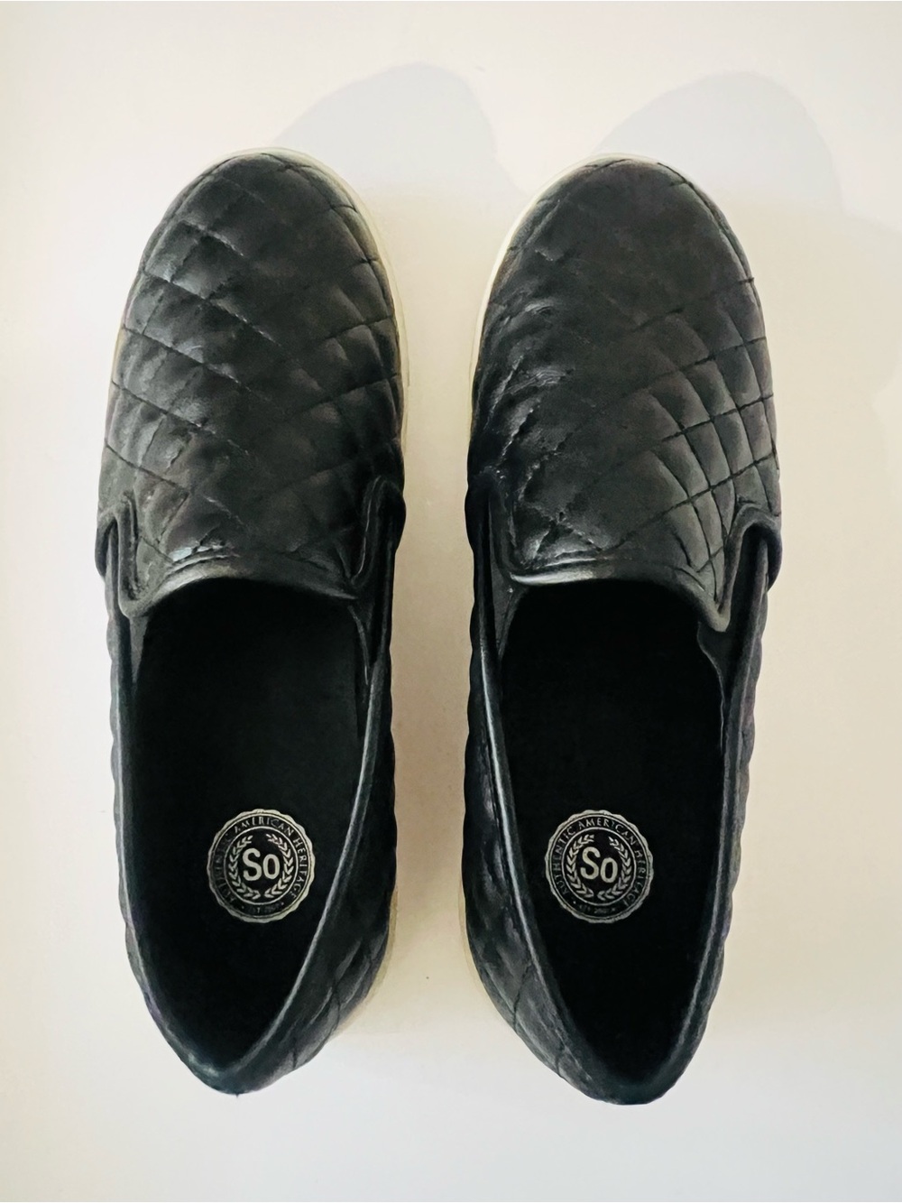 SO Quilted Womens Slip-On Sneakers in Black Size 6.5